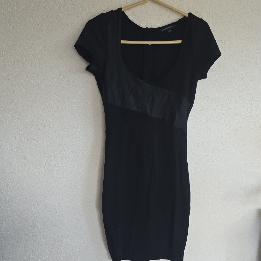 French Connection Black Mini Dress with Diagonal Panel